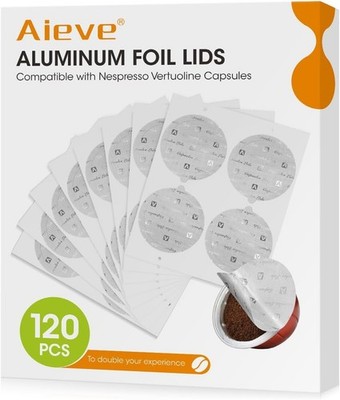 120pcs Aluminum Foil Seal Lids for Reusable Nespresso Vertuo Pods, Compatible