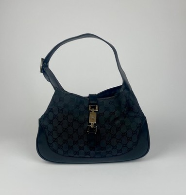 Gucci Jackie 1961 Hobo Tasche Medium Schwarz Leder Beige Innenfutter