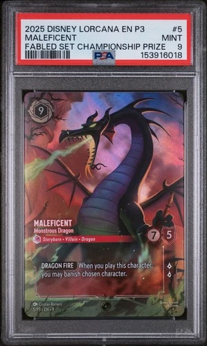 2025 Lorcana Maleficent Monstrous Dragon Fabled Championship Prize PSA 9 FOIL