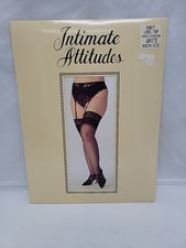 Intimate Attitudes Lace Top Sheer Stocking- White- Queen Shirley of Hollywood