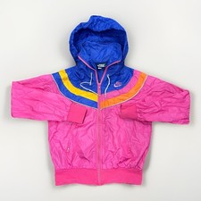 Vintage 80s Nike Windbreaker Pink Windbreaker Full Zip Youth Small S Blue Tag