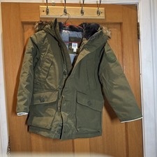 Gap Kids Down Fill Warmest Parka Coat Faux Fur Winter Green Boys Husky S bx35 