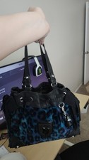 Vintage Rare Blue Juicy Couture Purse Handbag Daydreamer Tote Bag Leopard Velvet