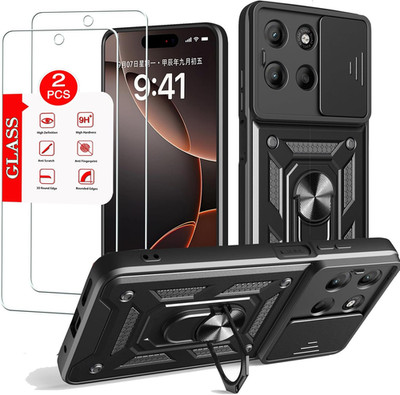 For Motorola Moto G15 Case with [2 Pack] Tempered Glass Screen Protector, for Mo