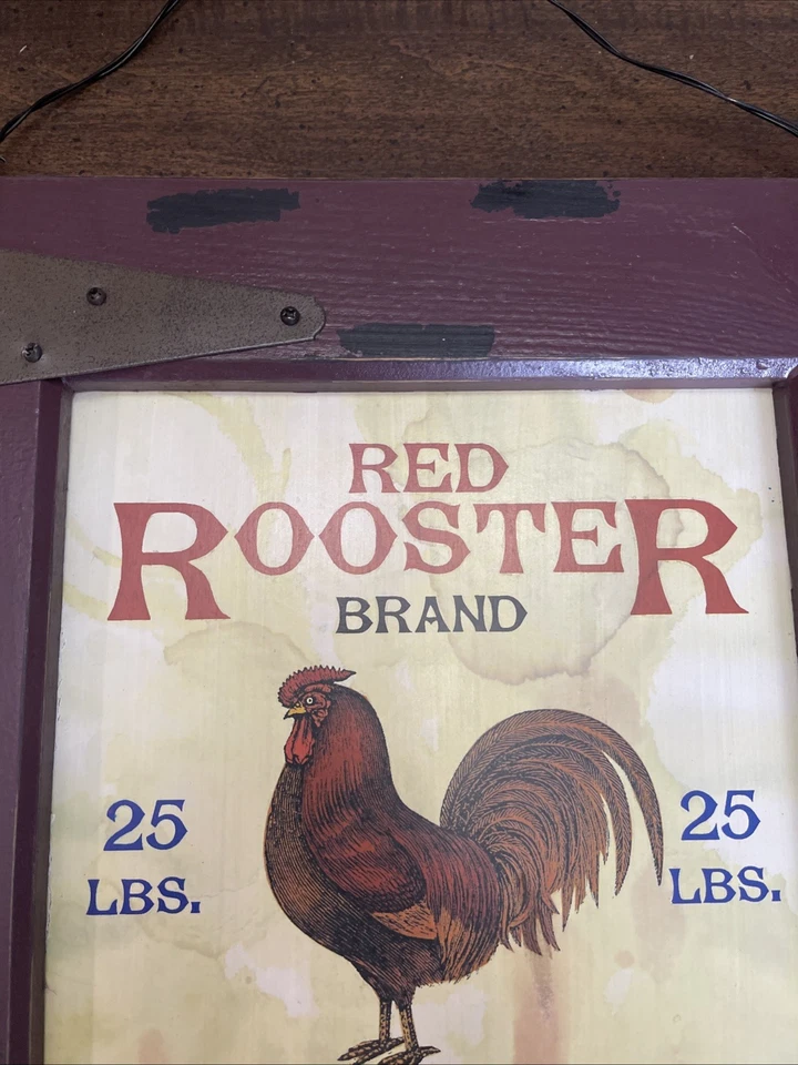 Red Rooster Brand Coffee Framed Print Rustic Wall Hanging - Image 3 of 4