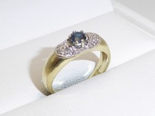 585 Gelbgold 14K Gold Ring Saphir Diamant Verlobungsring RG 48 - 15,3 mm 9984