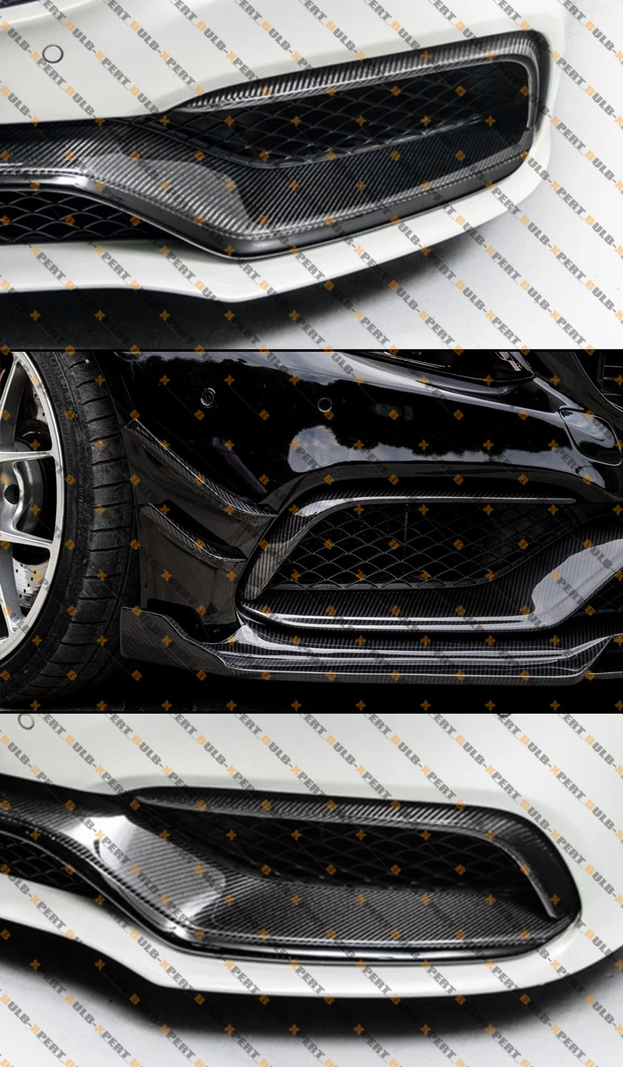 For 15-21 Benz W205 C63 AMG Carbon Fiber Front Bumper Air Duct Trim Replacement