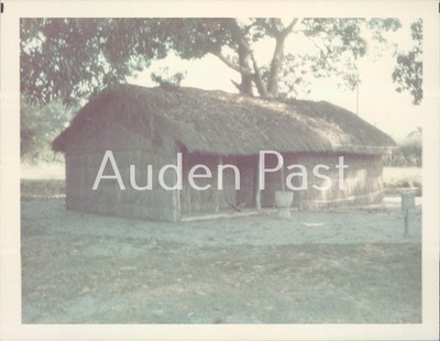 Vintage afrikanisches Foto traditionelle Hütte Reetdach ländliche Umgebung 