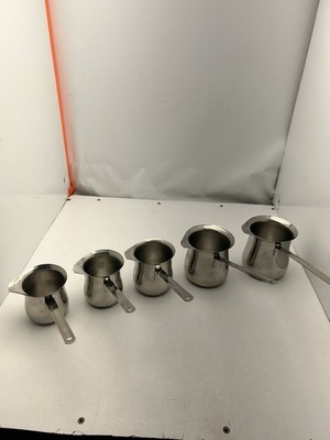 Set of 5 Stainless Steel Frothing Toroid Cup Long Handle For Measuring Milk Foam