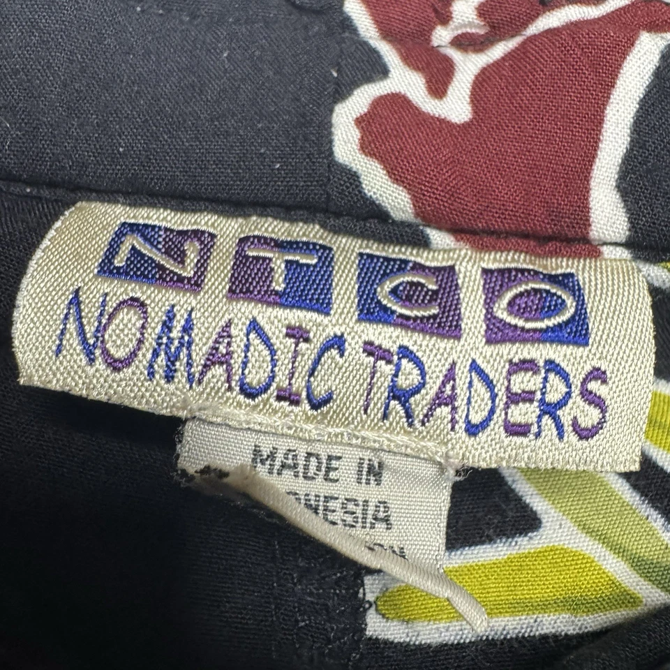 Pantalones Nomadic Traders para mujer L tropical floral pierna ancha tirar de rayón recortado playa Foto 4 de 4