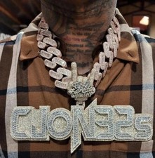 5.30Ct Round Cut Real Moissanite Custom Name Men's Pendant 925 Sterling Silver