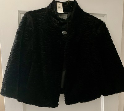 Ann Taylor Black Faux Broadtail Fur Textured 3/4 Sleeve . NWT. Size 2