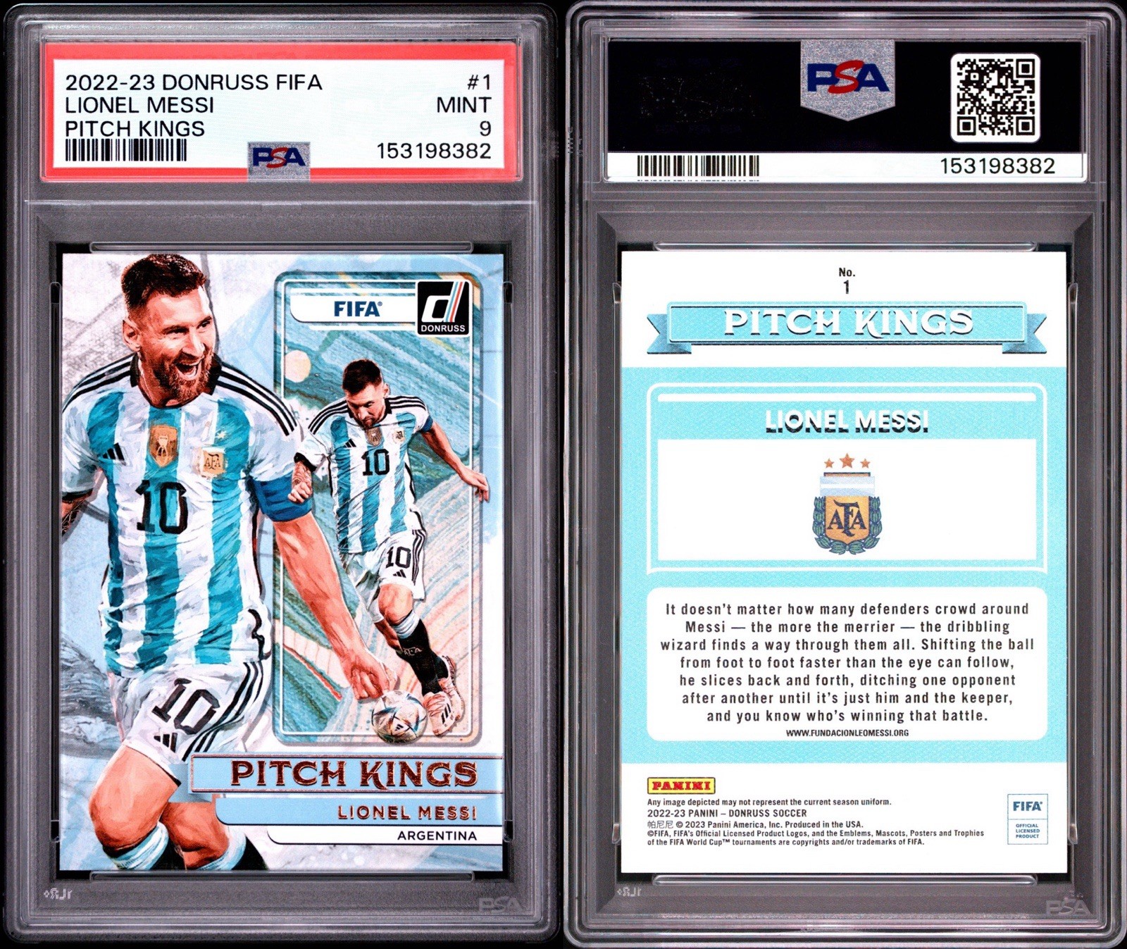 2022 DONRUSS FIFA PITCH KINGS LIONEL MESSI PSA 9 MINT ARGENTINA view 3