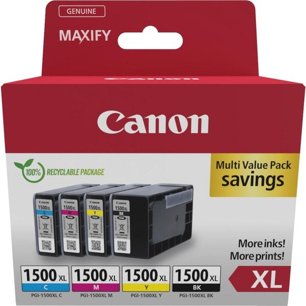 Canon PGI-1500XL Bk/C/M/Y Multipack Tintenpatrone Schwarz Cyan Magenta Gelb\N-image