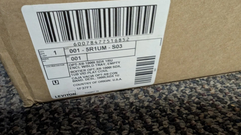 Leviton OPT-X 1000i SDX 1RU Fiber Splice Enclosure w/ Slide Tray 5R1UM-S03 - Image 2 of 2