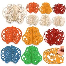 36 Pcs Fall Crafts Set Wooden Pumpkin Cutouts, 7.8inch 3D 7.8 Inch Hollow