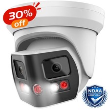 Vikylin 4K 8MP POE IP Camera Dual Lens 180 View MIC Speaker Color Night Vision