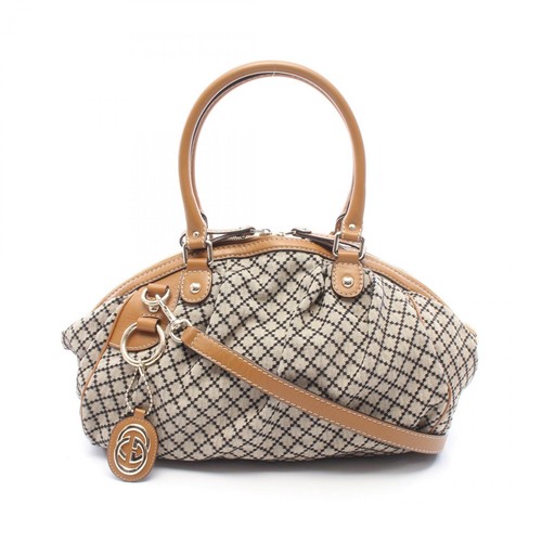 GUCCI Sookie 2WAY Handbag Canvas Leather Beige Navy Brown Model 223974 Used