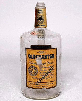 Vintage Old Charter Kentucky Bourbon 11'' Whiskey Handle Bottle Empty Bar Decor