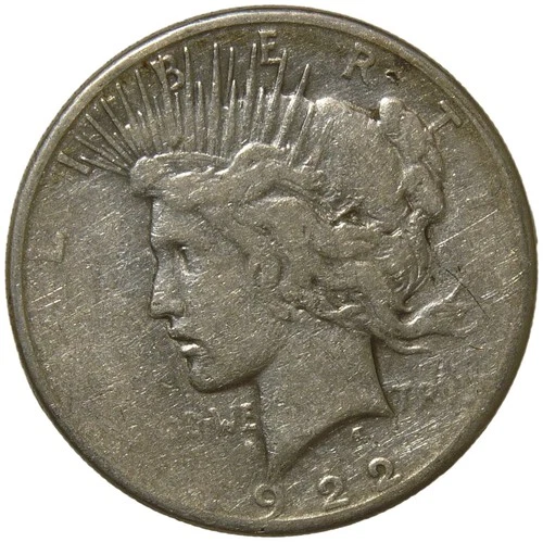 1922-S Peace Silver Dollar Circulated 90% Silver Raw Uncertified