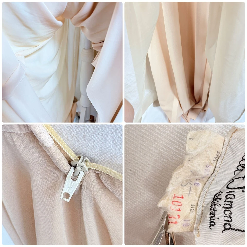 Vestido sin tirantes fluido de gasa vintage Lilli Diamond años 70 pequeño mediano Foto 4 de 4