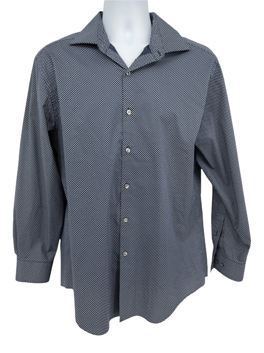 van heusen slim fit stretch dress shirt Performance All-Way Stretch Geo Print Long Sleeve Shirt