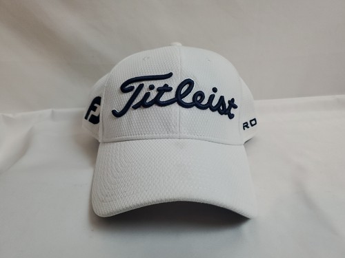 Titleist Pro V1 FJ White Golf Hat Blue Embroidered FootJoy Stretch Fit S/M - Afbeelding 1 van 7