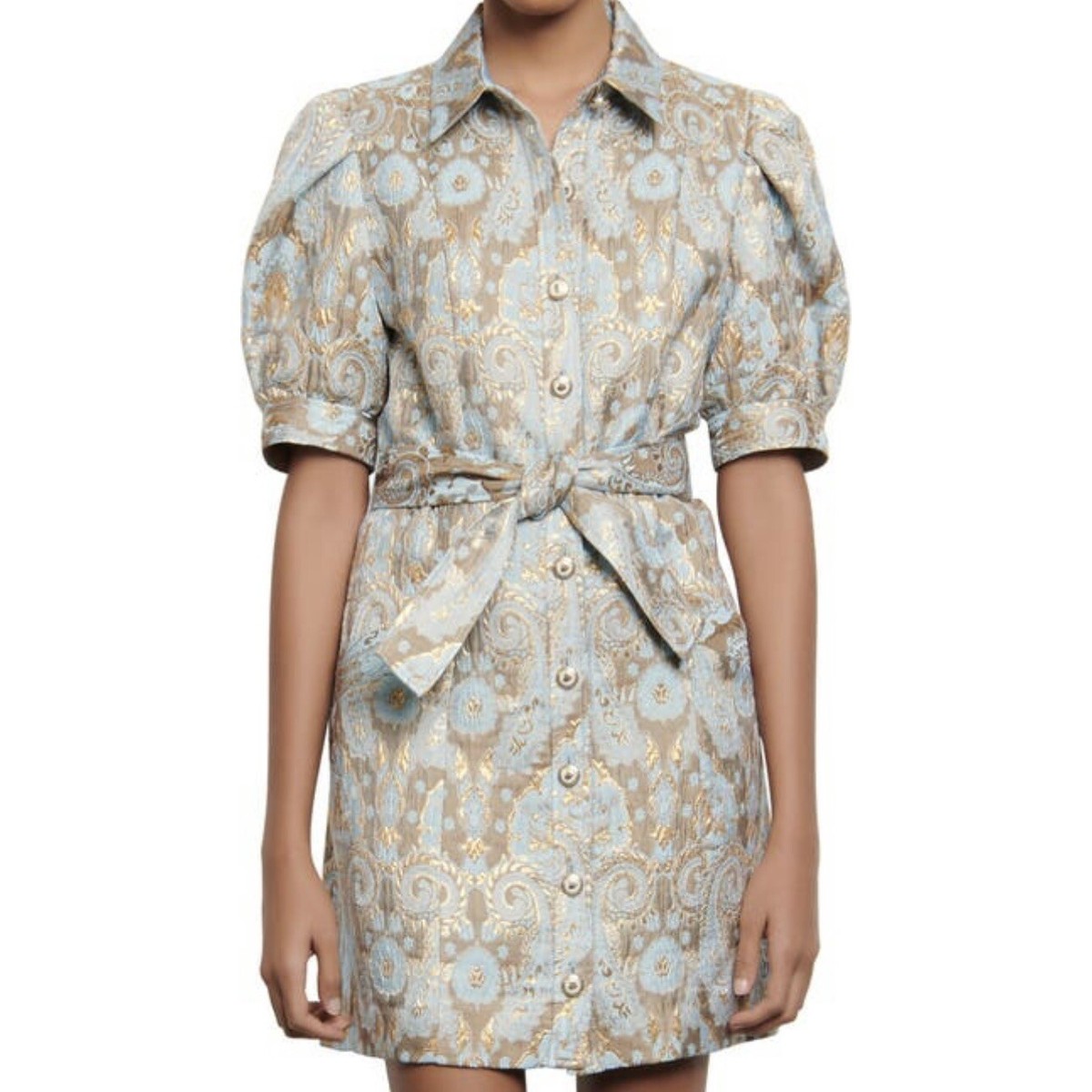 midi plus dresses Unique Vintage Plus Size Black & Blue Floral Puff Sleeve Midi Dress