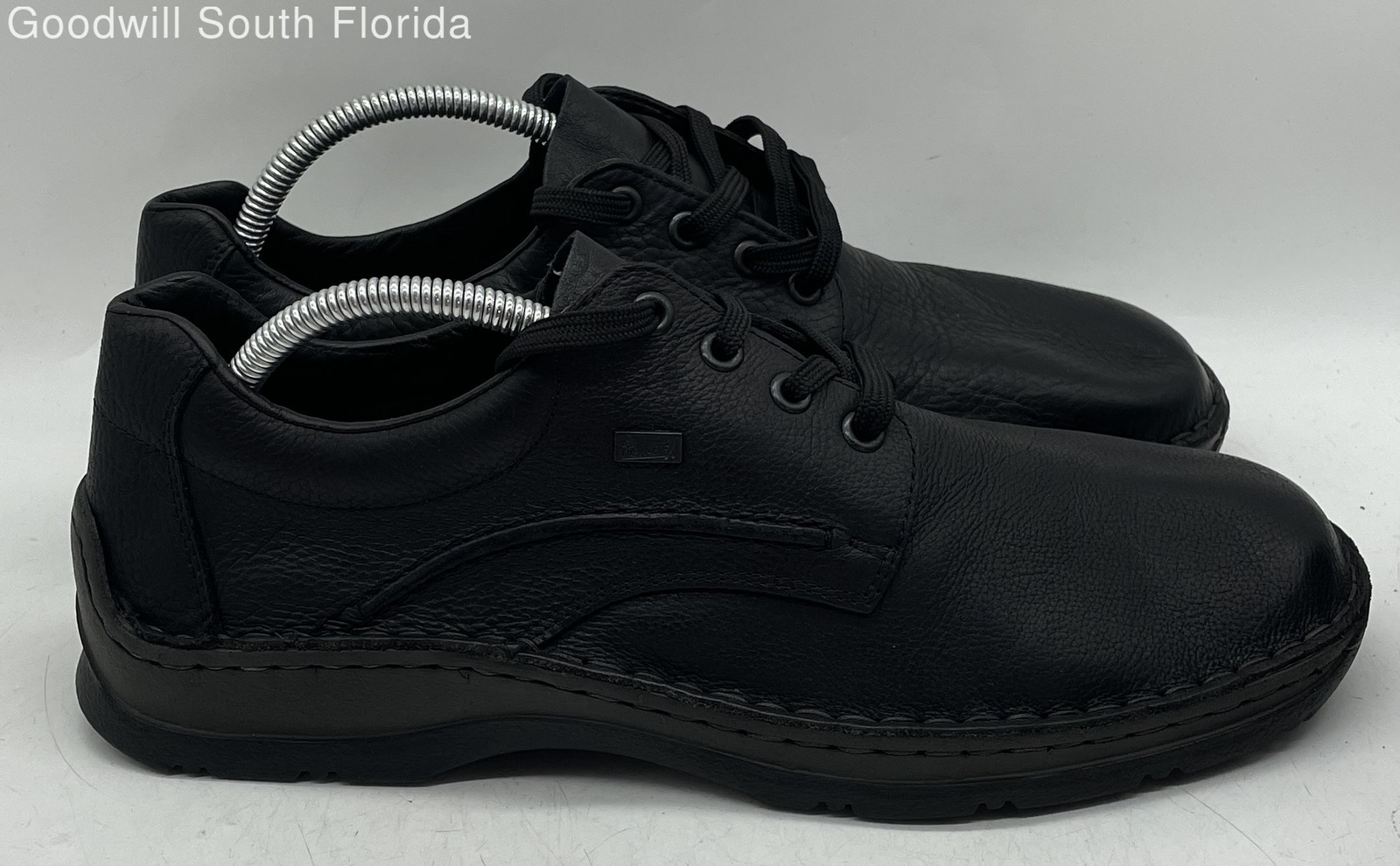 SAOLA Scarpe eleganti derby Rieker uomo pelle nera punta tonda basse stringate taglia 44