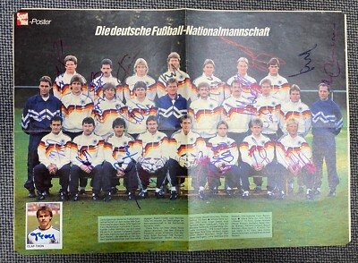 DFB National Team Sports Picture Poster 1989 22 Autographs Football Brehme WM90