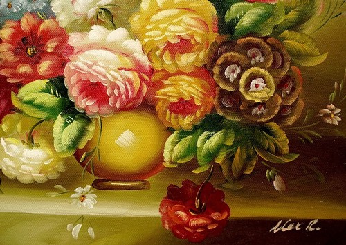 Ölbild Blumen Gemälde Blumenmotive Blumenmalerei ÖLGEMÄLDE HANDGEMALT 30x40cm - Bild 4 von 4