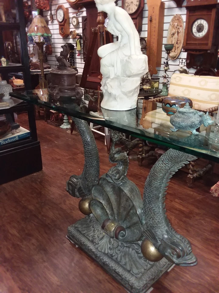 Редкий бронзовый консольный столик с дельфином - Изображение 3 из 3