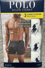 Polo Ralph Lauren Men's Small 3-Pack Classic White Cotton Boxer Briefs