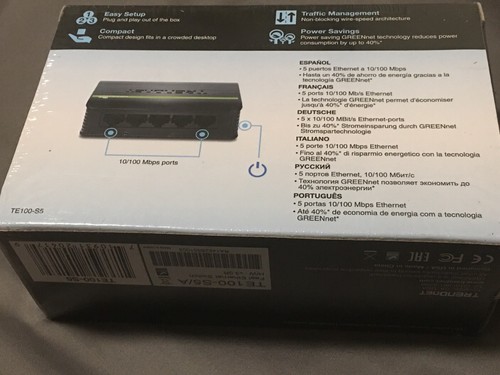 TRENDnet TE100-S5 5-port 10/100 Mbps GREENnet Ethernet Switch Plug and Play NIB - Picture 3 of 3