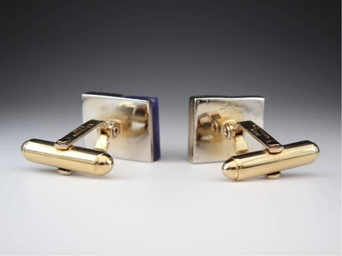 Christian Dior Lapis Lazuli Square Cufflinks Silver Plated Blue CD pre-owned - Picture 7 of 9