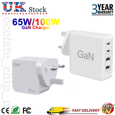 100W/65W GaN3 Pro USB-C Charger Type C PD Fast Charging Wall Adapter UK  Plug UK