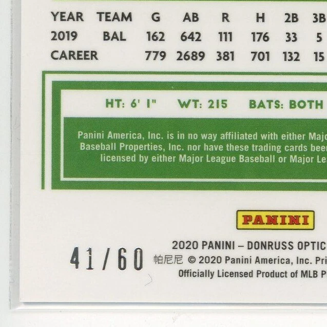 2020 Donruss Optic Red #144 Jonathan Villar Marlins /60 - Image 3 of 3