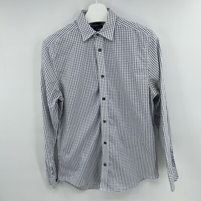 Gap Non-Iron Original Fit Small 14-14.5 Blue and White Checkered Dress Shirt
