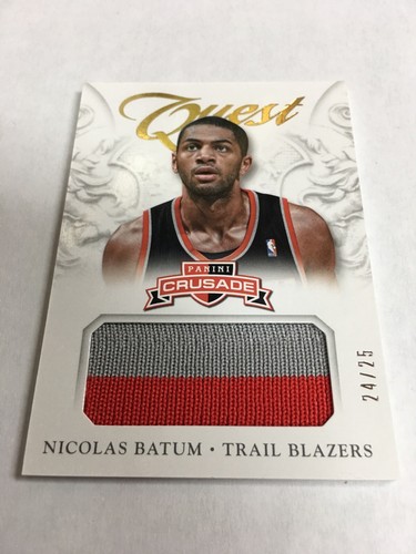 2012-13 Panini Crusade Nicolas Batum #49 Prime Quest Numbered 24/25 Jersey Rare - Picture 2 of 5