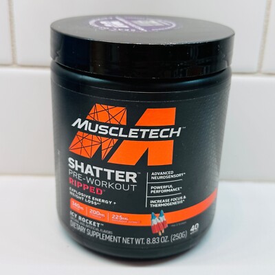New Muscletech Shatter Pre Workout Ripped Icy Rocket Weight Loss Pump 08/2025