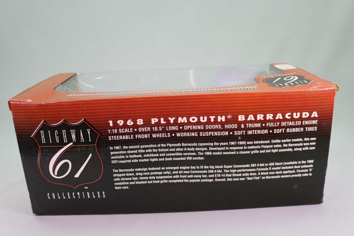 Plymouth Barracuda 1968 1/18 – Highway 61/DCP Marron, Miniature D'occasion