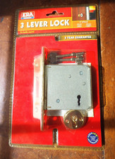 Era 3 Lever Lock With 2 Keys   3 " Deadlock Brass Brand New