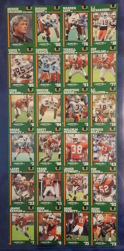 1994 BUMBLE BEE MIAMI HURRICANE UNCUT SHEET W/DWAYNE THE ROCK JOHNSON RC *343133