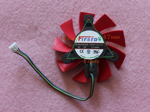 75mm ATI AMD HD7850 HD7950 Fan Replacement 47mm 4Pin FD8015U12S 12V 0.5A R108 - Picture 2 of 5