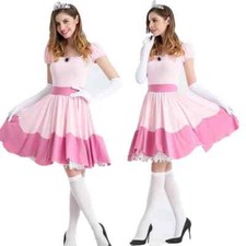 Cosplay Peach Princess Queen Costume Birthday Fancy Carnival Party Pink Dress