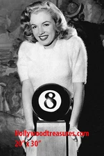 Marilyn Monroe~Playing Pool~8 Ball~Billiards~Shooting Pool~Poster~Photo~20x30
