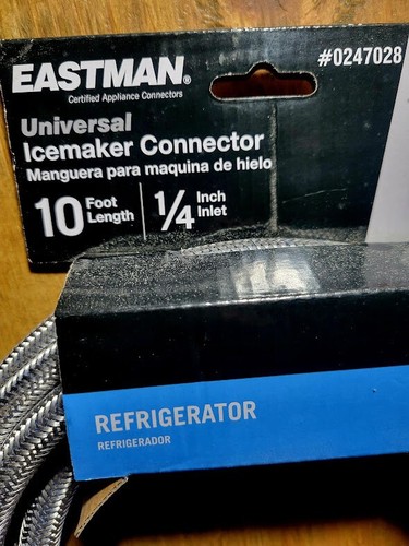 EASTMAN Universal Ice Maker Connector, 10 ft. x 1/4" Inlet, #0247028, Steel Flex - Picture 2 of 3