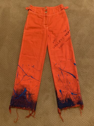 Gallery Dept x Lanvin High Waisted Denim Pants Jeans Multicolor Orange Paint 40 - Picture 1 of 11