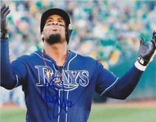 YANDY DIAZ  TAMPA RAYS  ACTION SIGNED 8x10