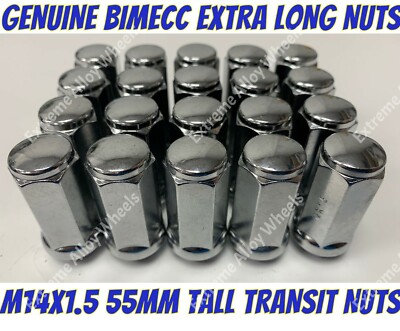 Alloy Wheel Nuts Extra Long Silver x 20 M14x1.5 Ford transit Custom Sport 13>